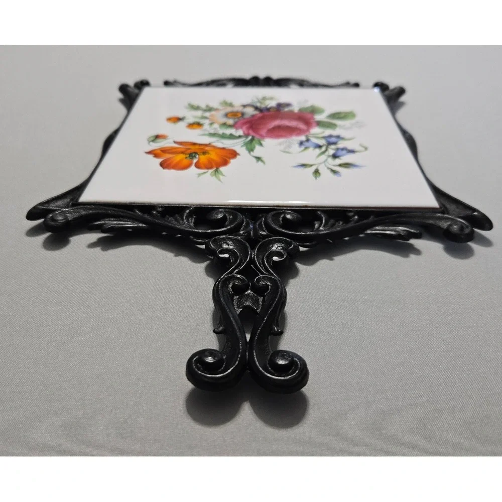 Anna Decoration Floral Tile Trivet Wall Hanging Art 125 Italy Ceramic Plastic